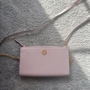 Tory Burch Light Pink Crossbody Bag with Gold Accents
